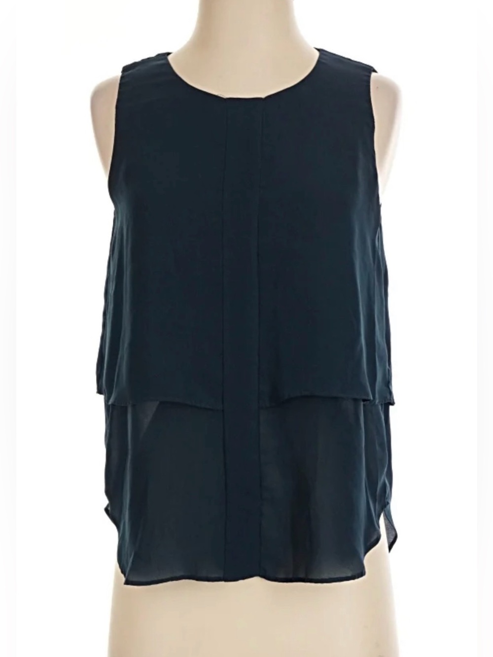Sleeveless blue Layered Tank Top - petite small